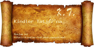 Kindler Tatjána névjegykártya